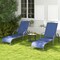 Costway Patio Lounge Chair Chaise Adjustable Reclining Armrest Navy/Brown/Grey